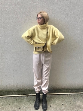 「Whim Gazette（ウィムガゼット）のアイテム（パンツ）」を使った、ヤマサキ サオリさん（レディース・169cm）の冬コーディネート