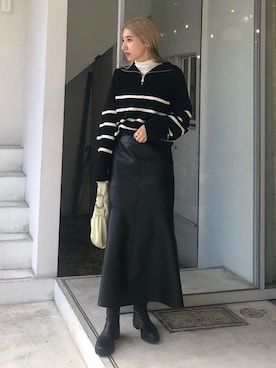 「TOFF&LOADSTONE（トフアンドロードストーン）のアイテム（ハンドバッグ）」を使った、ヤマサキ サオリさん（レディース・169cm）の冬コーディネート