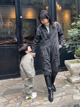 「ブーツイン」｜「アイテム（ノーカラージャケット）」を使った、ヤマサキ サオリさん（レディース・169cm）の冬コーディネート