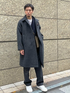 「アイテム（ベスト、ブルー系）」を使った、一谷さん（メンズ・174cm）の春コーディネート