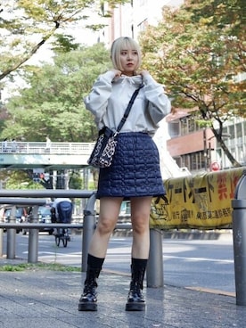 「Firsthand（ファーストハンド）のMA Firsthand/マ ファーストハンド FRENCH TERRY LOGO HOODIE / フレンチテリーロゴスウェット / プルオーバーフーディ（パーカー）」を使った、Firsthandさん（レディース・156cm）の秋コーディネート