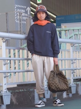 「Firsthand（ファーストハンド）のアイテム（スウェットパンツ）」を使った、Firsthandさん（メンズ・170cm）の秋コーディネート
