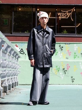 「Firsthand（ファーストハンド）のアイテム（ステンカラーコート）」を使った、Firsthandさん（メンズ・172cm）の冬コーディネート