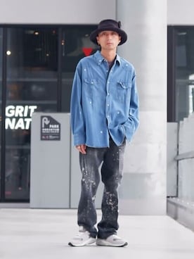 「Wrangler（ラングラー）のWrangler/ラングラー 別注BLEACH DENIM / ブリーチデニム / ユニセックス / WM1868（デニムパンツ）」を使った、Firsthandさん（メンズ・172cm）の冬コーディネート