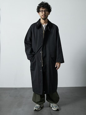 「Barbour（バブアー）のアイテム（ステンカラーコート）」を使った、Firsthandさん（メンズ・178cm）の冬コーディネート