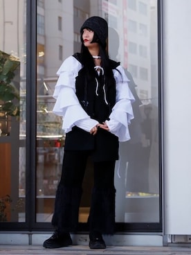 「Firsthand（ファーストハンド）のアイテム（帽子）」を使った、Firsthandさん（レディース・164cm）の冬コーディネート