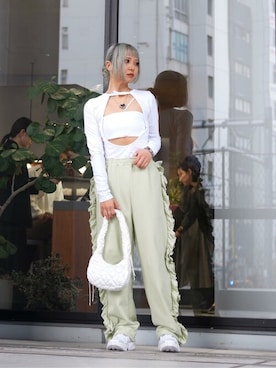 「Firsthand（ファーストハンド）のアイテム（スウェットパンツ）」を使った、Firsthandさん（レディース・156cm）の冬コーディネート