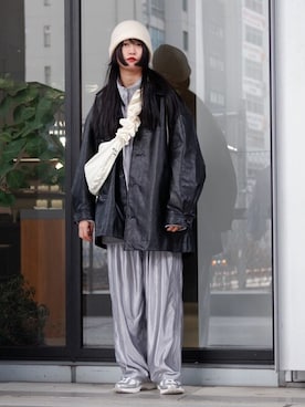 「Firsthand（ファーストハンド）のアイテム（ステンカラーコート）」を使った、Firsthandさん（レディース・164cm）の冬コーディネート