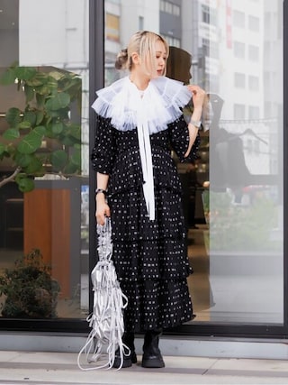 Ganni コットンカットワークドレス 水色 Ganni コットンカットワークドレス 水色