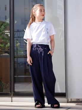 「Firsthand（ファーストハンド）のアイテム（スラックス）」を使った、Firsthandさん（レディース・159cm）の夏コーディネート