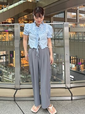 「Firsthand（ファーストハンド）のアイテム（スラックス）」を使った、Firsthandさん（レディース・159cm）の夏コーディネート