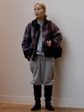 「Firsthand（ファーストハンド）のアイテム（スウェットパンツ）」を使った、Firsthandさん（レディース・159cm）の秋コーディネート