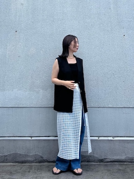 「レーススカート」｜「アイテム（その他アウター）」を使った、nambaさん（レディース・160cm）の夏コーディネート