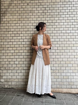 「レーススカート」｜「アイテム（その他アウター）」を使った、nambaさん（レディース・160cm）の秋コーディネート