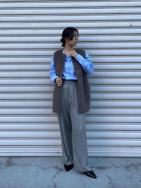 「ワイドパンツ 」｜「アイテム（その他アウター）」を使った、nambaさん（レディース・160cm）の秋コーディネート
