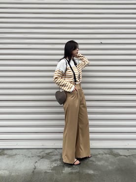 「ワイドパンツ 」｜「アイテム（バッグ）」を使った、nambaさん（レディース・160cm）の春コーディネート