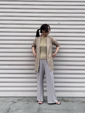 「ワイドパンツ 」｜「アイテム（ジャケット/アウター）」を使った、nambaさん（レディース・160cm）の春コーディネート