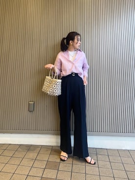 「ワイドパンツ 」｜「アイテム（バッグ）」を使った、nambaさん（レディース・160cm）の春コーディネート