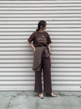 「ワイドパンツ 」｜「アイテム（パンツ）」を使った、nambaさん（レディース・160cm）の春コーディネート