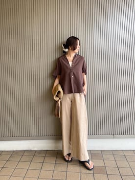 「ワイドパンツ 」｜「アイテム（パンツ）」を使った、nambaさん（レディース・160cm）の春コーディネート