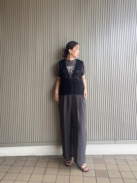 「ワイドパンツ 」｜「アイテム（パンツ）」を使った、nambaさん（レディース・160cm）の夏コーディネート