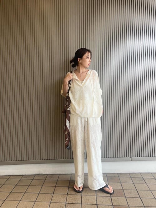 le.coeur blanc / ルクールブラン パッチワーク風レーススキッパーブラウス le.coeur blanc｜パッチワーク風レーススキッパーブラウス