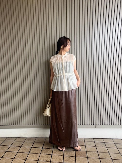 ブラウス シャツ 「程よいシアー感」シャーリングギャザーフレンチブラウス レディース le.coeur blanc｜《程よいシアー感》シャーリングギャザー