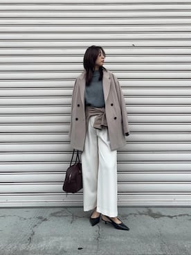 「アイテム（チェスターコート）」を使った、nambaさん（レディース・160cm）の秋コーディネート