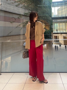 「アイテム（テーラードジャケット、イエロー系）」を使った、nambaさん（レディース・160cm）の夏コーディネート