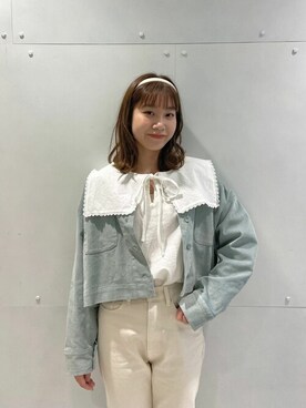 「flower」｜「アイテム（ノーカラージャケット）」を使った、flowerさん（レディース・158cm）の春コーディネート