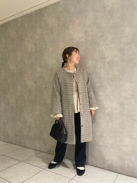 「バレエシューズ」｜「アイテム（ステンカラーコート）」を使った、flowerさん（レディース・152cm）の秋コーディネート