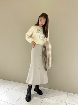 「flower（フラワー）のアイテム（マフラー）」を使った、flowerさん（レディース・166cm）の冬コーディネート