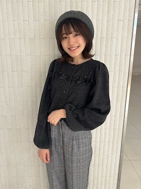 「グレンチェック」｜「アイテム（ハンチング/ベレー帽）」を使った、flowerさん（レディース・160cm）の冬コーディネート