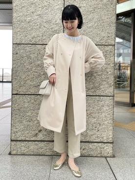 「チェーンバッグ」｜「アイテム（トレンチコート）」を使った、flowerさん（レディース・162cm）の冬コーディネート