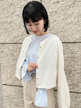 「ショート丈トップス」｜「アイテム（サロペット/オーバーオール）」を使った、flowerさん（レディース・162cm）の冬コーディネート