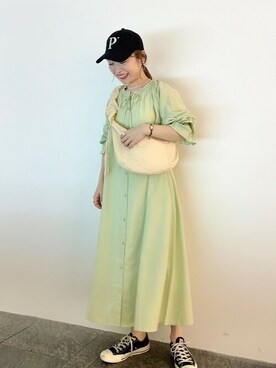 「flower（フラワー）のアイテム（キャップ）」を使った、flowerさん（レディース・156cm）の夏コーディネート