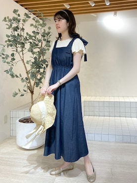 「アイテム（ハット）」を使った、flowerさん（レディース・161cm）の夏コーディネート