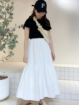「flower（フラワー）のアイテム（キャップ）」を使った、flowerさん（レディース・160cm）の夏コーディネート