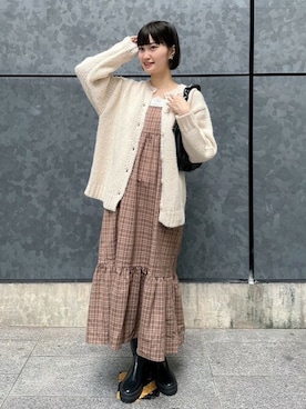 「ゆるニット」｜「アイテム（ワンピース/ドレス）」を使った、flowerさん（レディース・162cm）の秋コーディネート