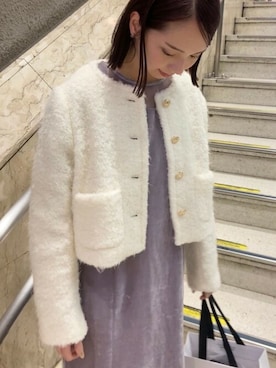 「ファー」｜「アイテム（ノーカラージャケット）」を使った、flowerさん（レディース・160cm）の秋コーディネート