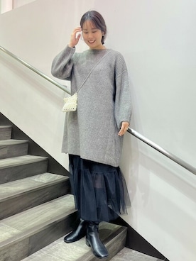 「ゆるニット」｜「アイテム（ワンピース/ドレス）」を使った、flowerさん（レディース・168cm）の秋コーディネート