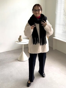 「flower（フラワー）のアイテム（マフラー）」を使った、flowerさん（レディース・160cm）の冬コーディネート