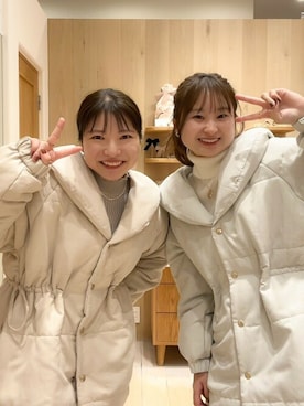 「リブニット」｜「アイテム（ダウンジャケット/コート）」を使った、flowerさん（レディース・152cm）の冬コーディネート