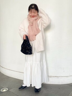 「flower（フラワー）のアイテム（マフラー）」を使った、flowerさん（レディース・152cm）の冬コーディネート