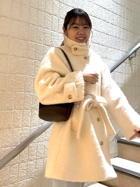「大人ガーリー」｜「アイテム（ステンカラーコート）」を使った、flowerさん（レディース・164cm）の冬コーディネート