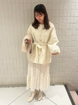 「flower（フラワー）のアイテム（マフラー）」を使った、flowerさん（レディース・164cm）の冬コーディネート