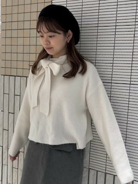 「マイベストコーデ2023」｜「アイテム（ハンチング/ベレー帽）」を使った、flowerさん（レディース・164cm）の冬コーディネート