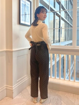 「リブニット」｜「アイテム（ハンチング/ベレー帽）」を使った、flowerさん（レディース・156cm）の冬コーディネート