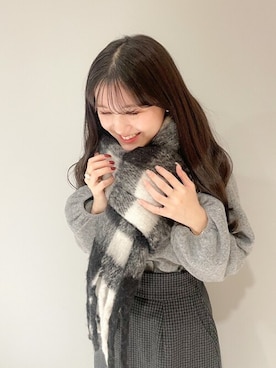 「flower（フラワー）のアイテム（マフラー）」を使った、flowerさん（レディース・154cm）の冬コーディネート