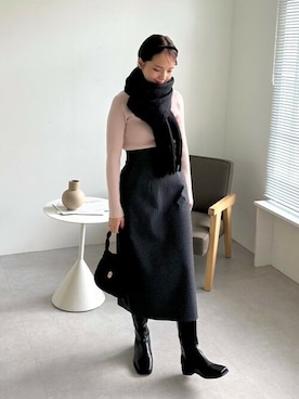 「flower（フラワー）のアイテム（マフラー）」を使った、flowerさん（レディース・160cm）の冬コーディネート
